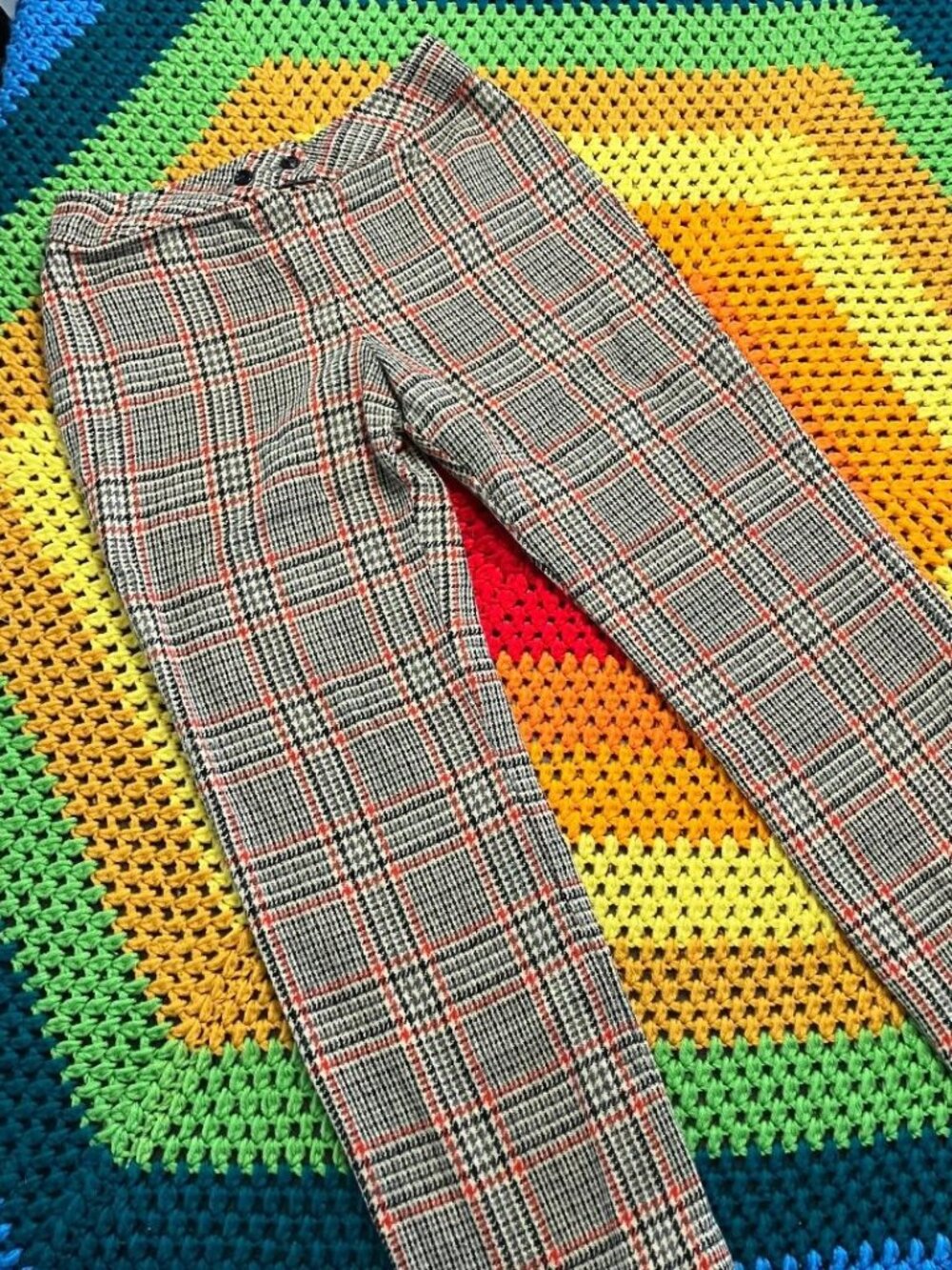 60's Vintage Tami San Francisco ILGWU Black Brown Houndstooth Plaid Pants